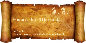 Humenszky Nikolett névjegykártya
